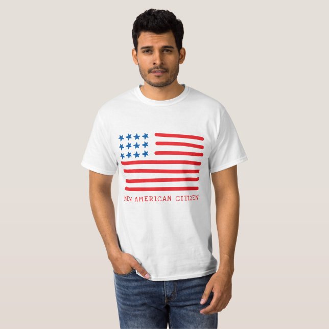 Camiseta Nuevo ciudadano estadounidense | Bandera americana (Anverso completo)