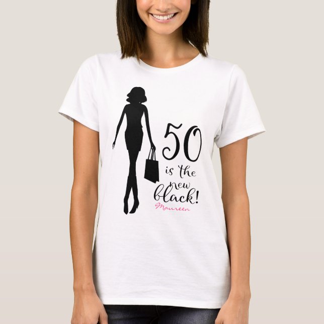 Camiseta Nuevo cumpleaños negro 50 (Anverso)