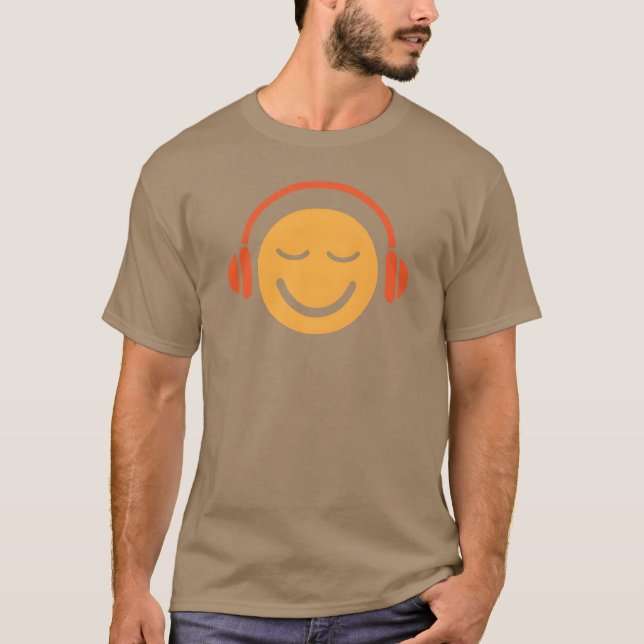 Camiseta Nuevo diseño Música Cara sonriente con auriculares (Anverso)