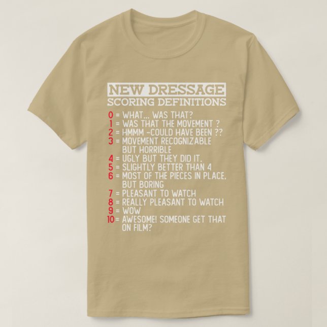 Camiseta Nuevo Dressage Scoring Definitions Dressage Funny  (Diseño del anverso)