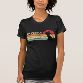 Camiseta Nuevo estilo retro, gato negro divertido de camise