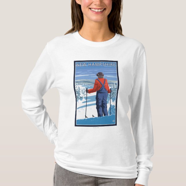 Camiseta Nuevo HampshireSkier que admira la visión (Anverso)