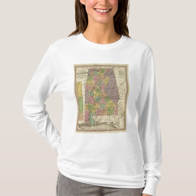 Camiseta Nuevo mapa de Alabama (Anverso)