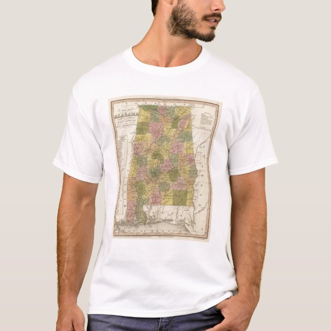 Camiseta Nuevo mapa de Alabama 2 (Anverso)