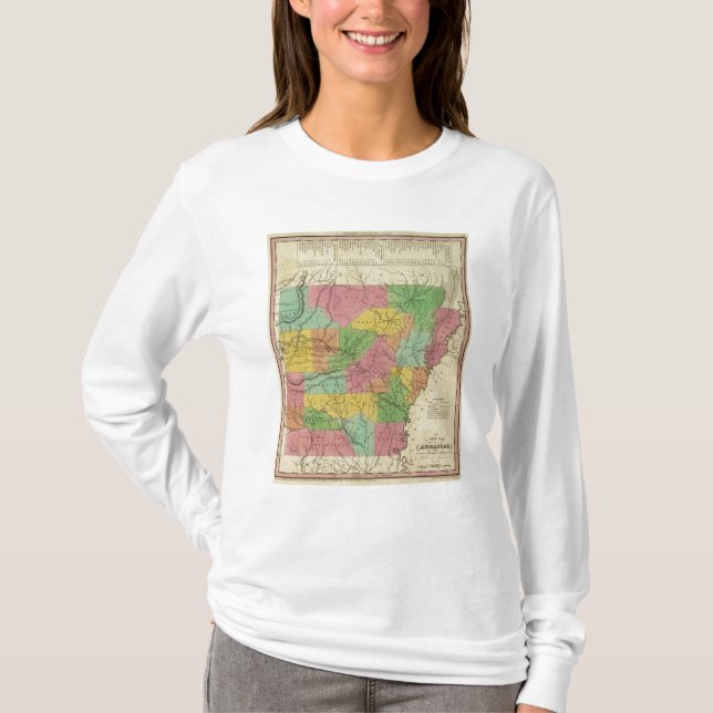 Camiseta Nuevo mapa de Arkansas 2 (Anverso)