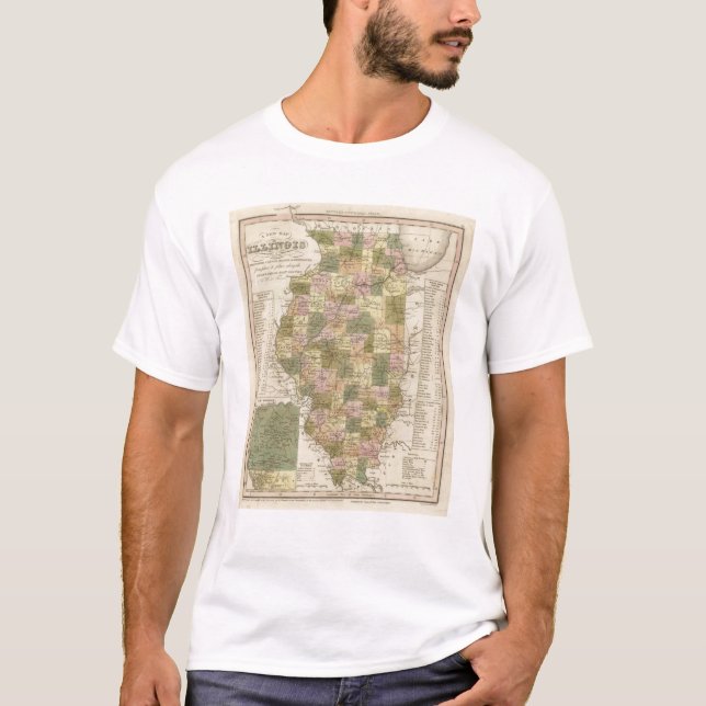 Camiseta Nuevo mapa de Illinois 2 (Anverso)