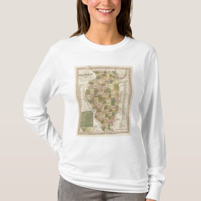 Camiseta Nuevo mapa de Illinois 2 (Anverso)