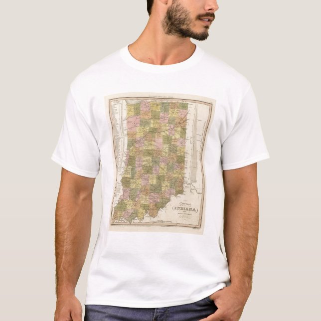Camiseta Nuevo mapa de Indiana (Anverso)