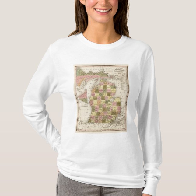 Camiseta Nuevo mapa de Michigan (Anverso)
