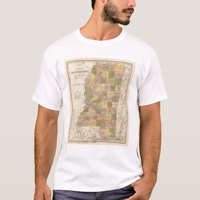 Camiseta Nuevo mapa de Mississippi (Anverso)