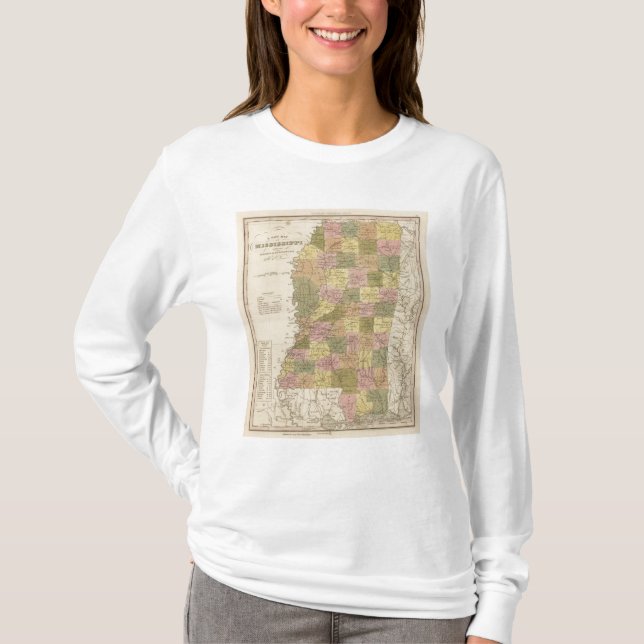 Camiseta Nuevo mapa de Mississippi (Anverso)
