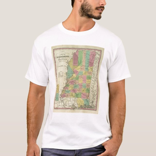 Camiseta Nuevo mapa de Mississippi 2 (Anverso)