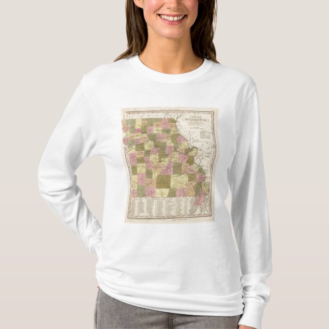 Camiseta Nuevo mapa de Missouri 2 (Anverso)