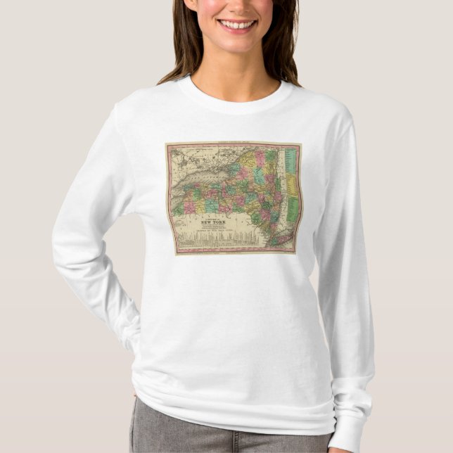 Camiseta Nuevo mapa de Nueva York (Anverso)