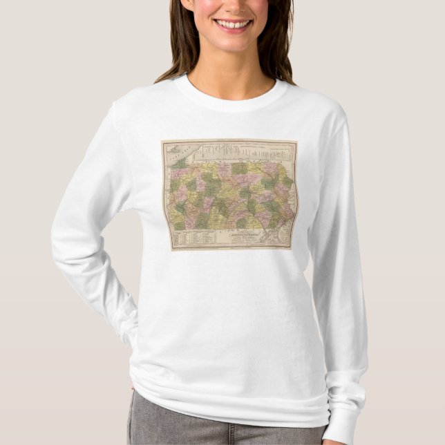 Camiseta Nuevo mapa de Pennsylvania (Anverso)