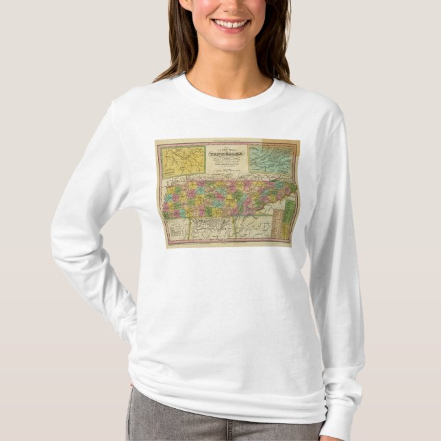 Camiseta Nuevo mapa de Tennessee 2 (Anverso)