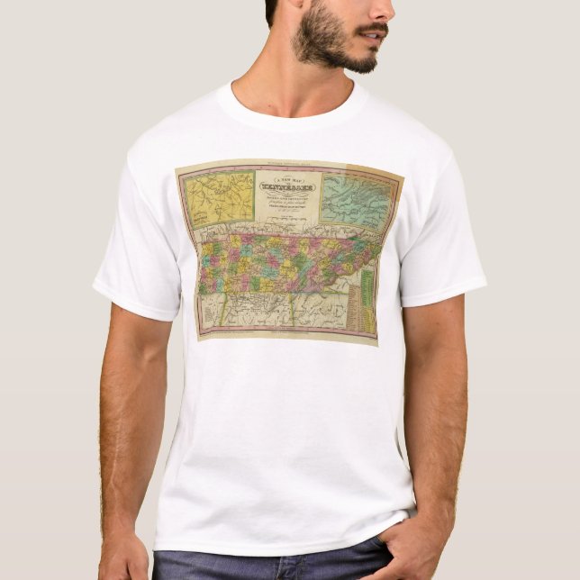 Camiseta Nuevo mapa de Tennessee 2 (Anverso)