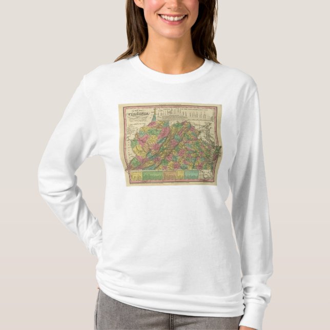 Camiseta Nuevo mapa de Virginia 2 (Anverso)
