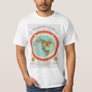 Camiseta Nuevo mapa estándar de la Tierra Plana del Mundo