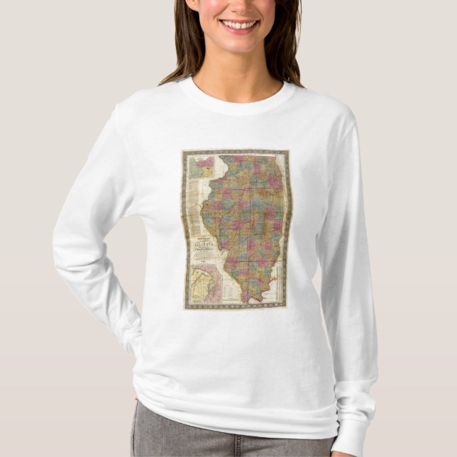 Camiseta Nuevo mapa seccional del estado de Illinois 2 (Anverso)