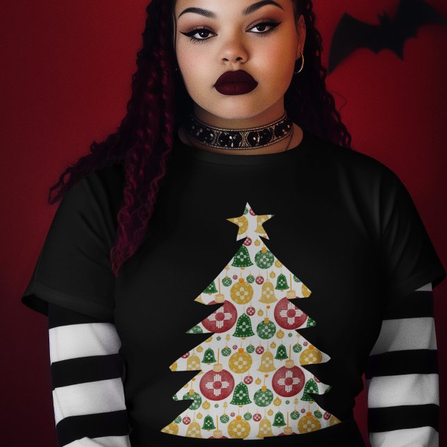 Camiseta Nuevo México Ornamentos de Navidad Zia Azul Verde  (Subido por el creador)