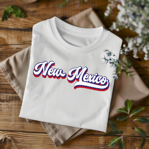 Camiseta Nuevo México Rojo Blanco y Azul Vintage Script Cam