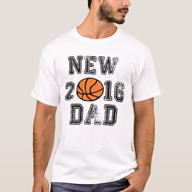 CAMISETA NUEVO PAPÁ 2016 DEL BEBÉ DEL PADRE DEL BALONCESTO (Anverso)