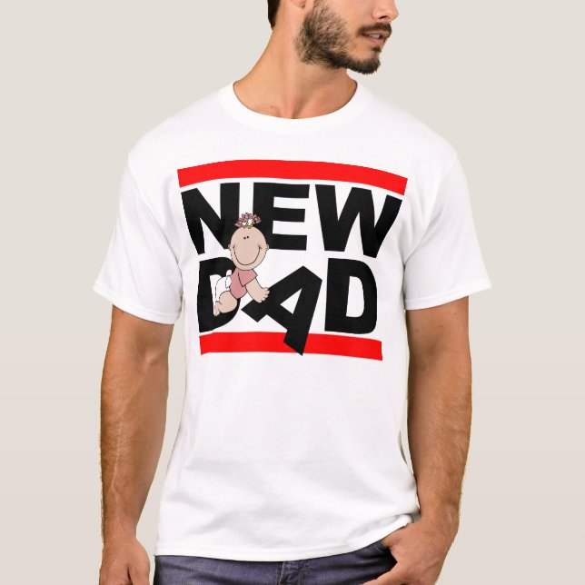 Camiseta Nuevo papá con el chica de recién nacido (Anverso)