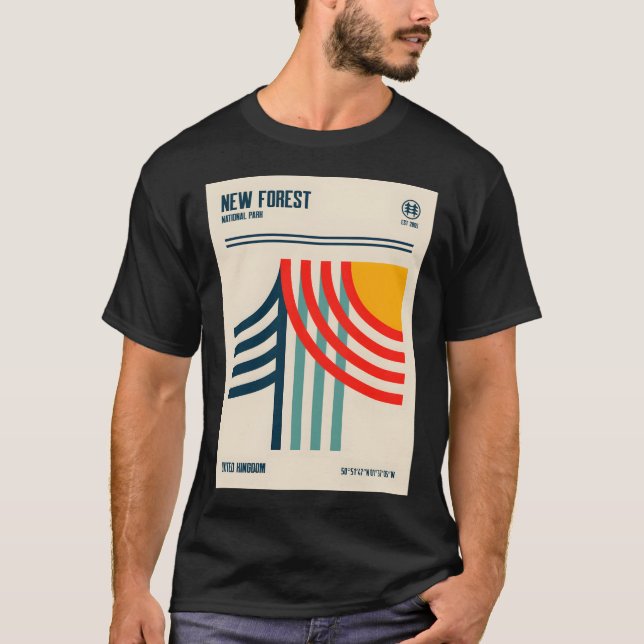 Camiseta Nuevo Parque Nacional Forestal Arte de Viaje Retro (Anverso)