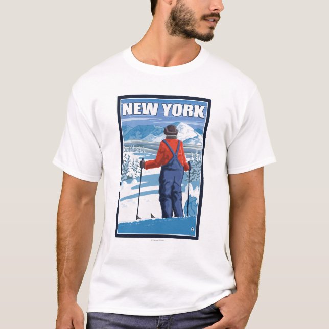 Camiseta Nuevo YorkSkier que admira la visión (Anverso)