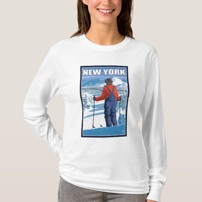 Camiseta Nuevo YorkSkier que admira la visión (Anverso)
