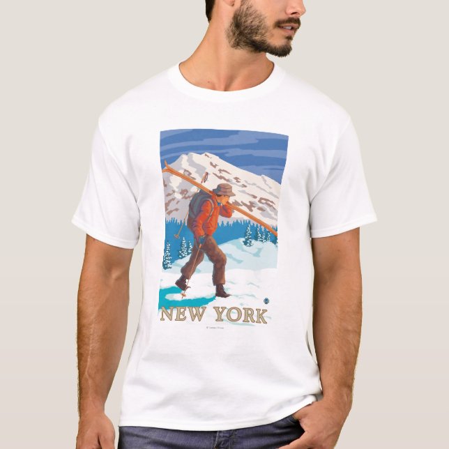 Camiseta Nuevos esquís que llevan de YorkSkier (Anverso)