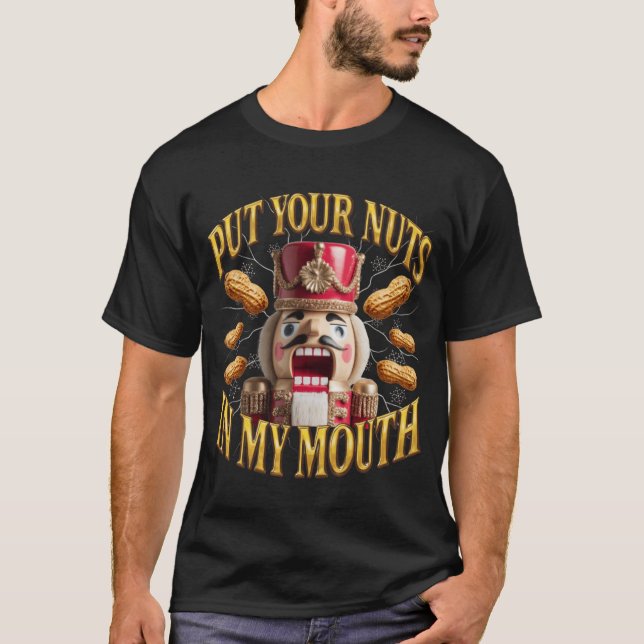 Camiseta Nuez de cracker retro de Navidad grosero con insin (Anverso)