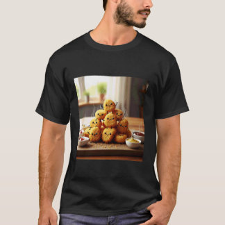 Camiseta Nuggets de Pollo Adorables con Caras Divertidas