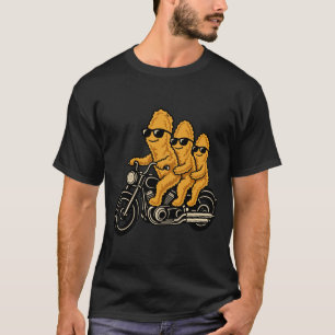 Camiseta Nuggets de pollo divertidos montando una motocicle