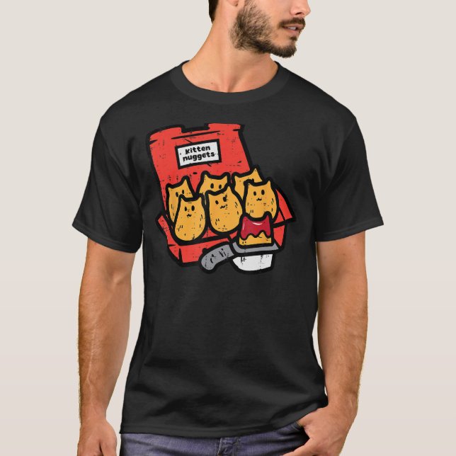 Camiseta Nuggets gatitos de comida rápida comida para gatos (Anverso)