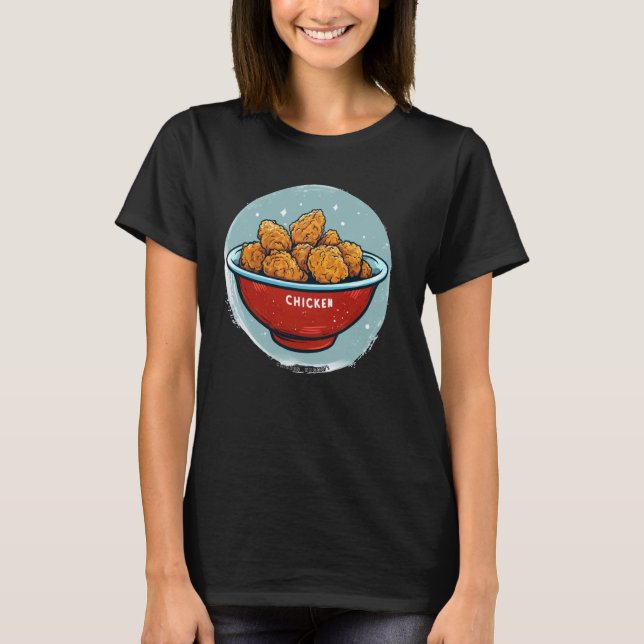 Camiseta Nuggets graciosos de pollo con vestuario de bolos (Anverso)