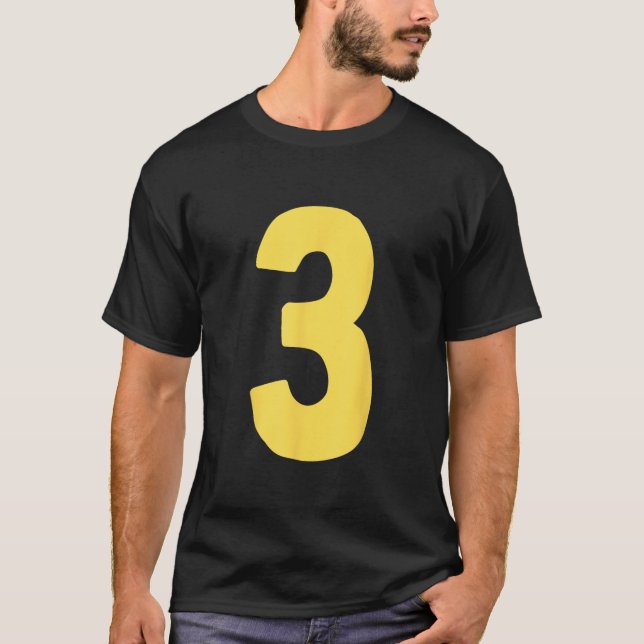 Camiseta Number 3 big and bold in yellow  (Anverso)