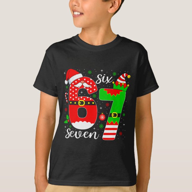 Camiseta Number 67 Matching Six Seven 6 7 Meme 6-7 Christma (Anverso)
