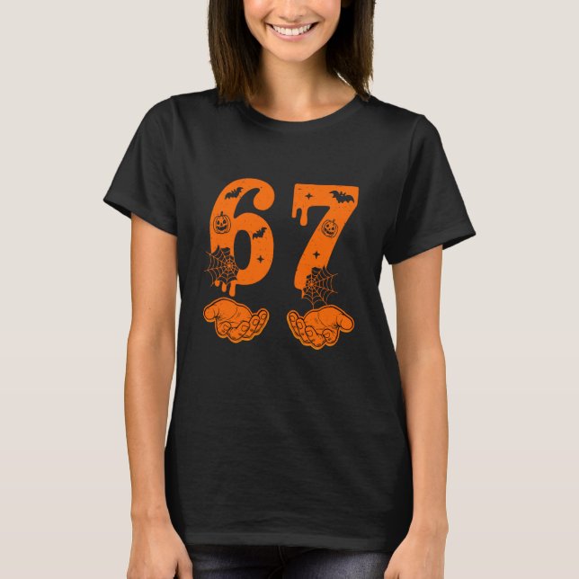 Camiseta Number 67 Matching Six Seven 6 7 Meme 6 7 Hallowee (Anverso)