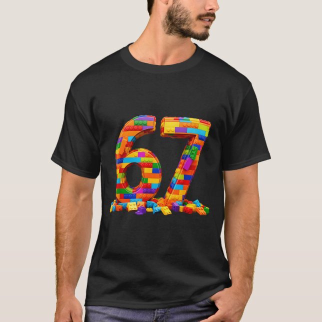 Camiseta Number 67 Meme Six Seven 6 7 Building Blocks Gen A (Anverso)