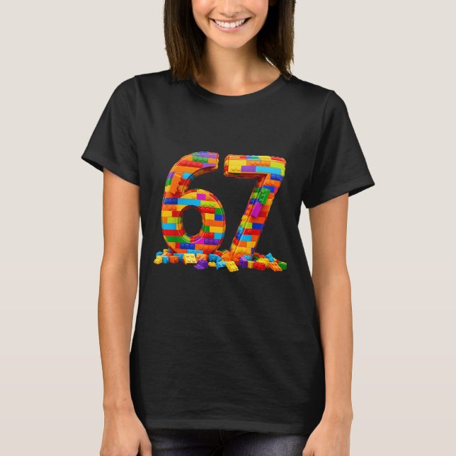 Camiseta Number 67 Meme Six Seven 6 7 Building Blocks Gen A (Anverso)