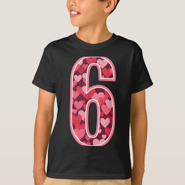 Camiseta Number 6 Tee Six Seven 6 7 67 Valentines Matching  (Anverso)