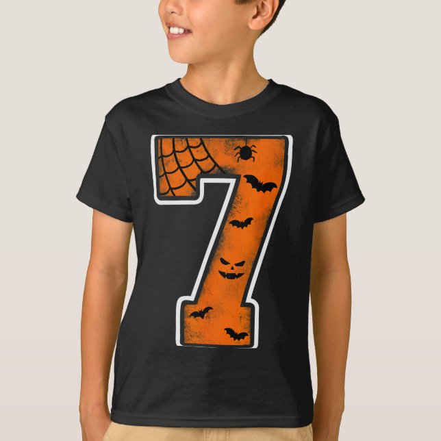 Camiseta Number 7 7th Birthday Boy Seven Halloween Happy Bi (Anverso)
