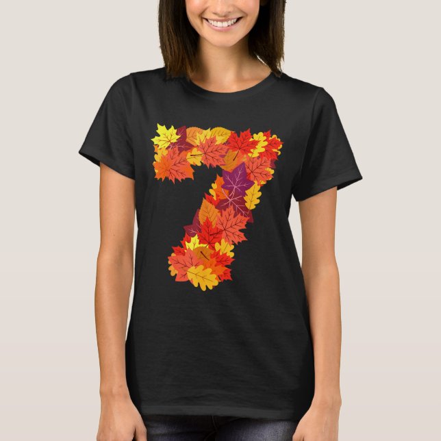 Camiseta Number 7 7th Birthday Seven Thanksgiving Fall Happ (Anverso)