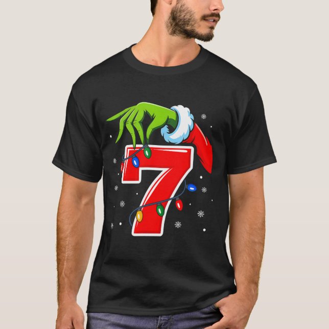 Camiseta Number 7 Matching 67 Meme Christmas Elf Hand Boys  (Anverso)