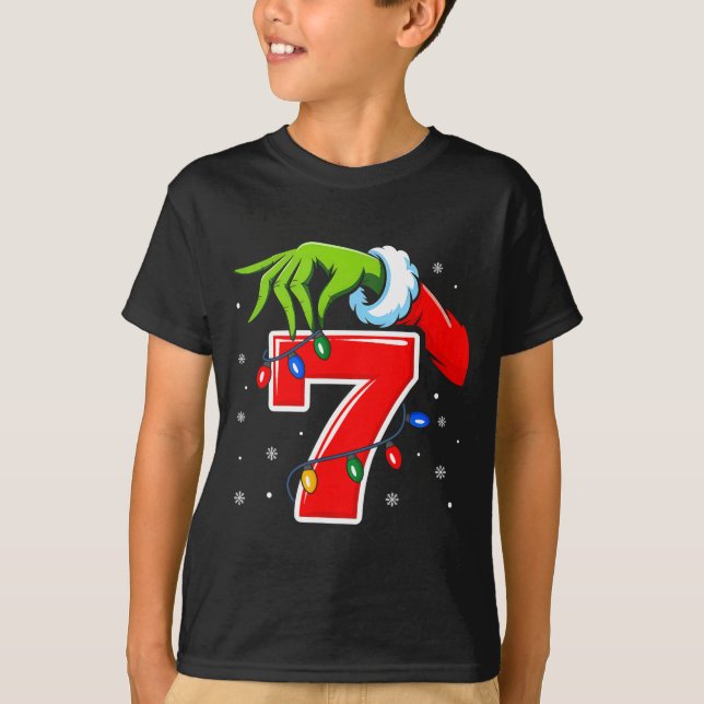 Camiseta Number 7 Matching 67 Meme Christmas Elf Hand Boys  (Anverso)
