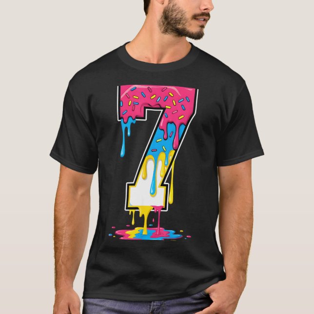 Camiseta Number 7 Team Srts Ice Cream Drip Matching Varsity (Anverso)