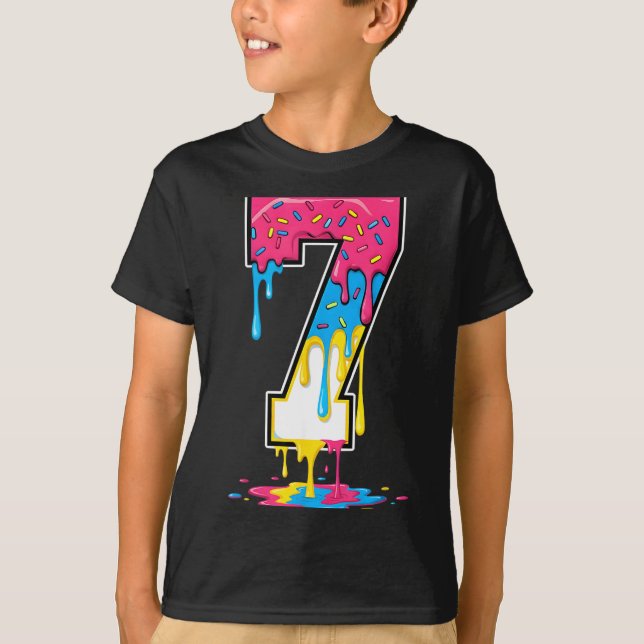 Camiseta Number 7 Team Srts Ice Cream Drip Matching Varsity (Anverso)