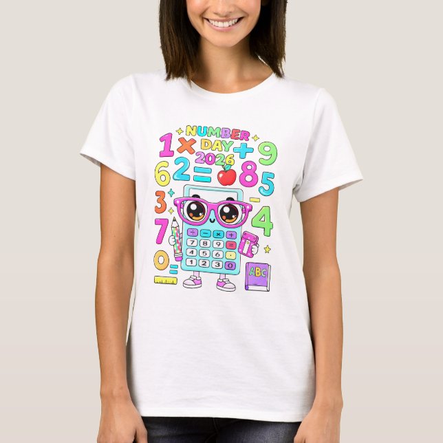 Camiseta Number Day Cute Calculator Math T Shirt (Anverso)